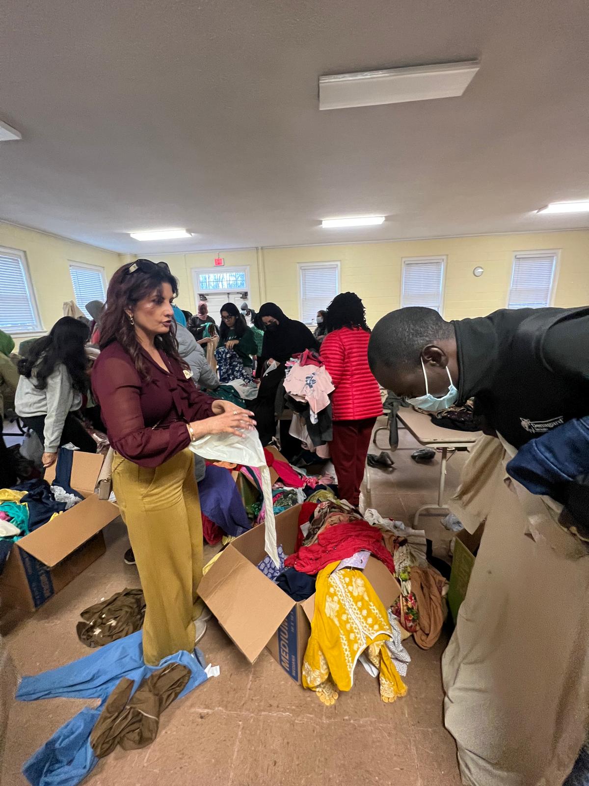Dr. Samira Khan organizing a clothing drive
